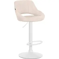 DELUKE Barhocker SEGAD - Stoff Creme 46.5x48x85 cm Weiß | Barstuhl Mit Lehne Tresenhocker Tresenstuhl Kneipenhocker Kneipenstuhl