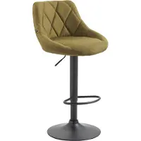 DELUKE Barhocker FALON - Stoff Grün 46x49x83 cm Schwarz | Barstuhl Mit Lehne Drehbar Tresenhocker Tresenstuhl Kneipenhocker Kneipenstuhl