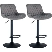 CLP 2er Set Barhocker Minosa 360 drehbar mit Fußstütze dunkelgrau Material Samt