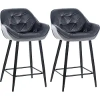 DELUKE 2er Set Barhocker KUTOR - Samt Dunkelgrau 54x57.5x103 cm | Barstuhl Mit Lehne Tresenhocker Tresenstuhl Kneipenhocker Kneipenstuhl