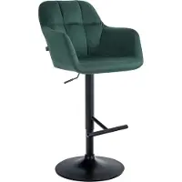 DELUKE Barhocker TUBEL - Samt Grün 57x59x97 cm Schwarz | Barstuhl Höhenverstellbar Mit Lehne Drehbar Tresenhocker Tresenstuhl Kneipenhocker Kneipenstuhl