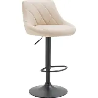 DELUKE Barhocker FALON - Kunstleder Creme 46x49x83 cm Schwarz | Barstuhl Mit Lehne Drehbar Tresenhocker Tresenstuhl Kneipenhocker Kneipenstuhl