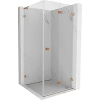 Mexen Lunar-F L Falttür Duschkabine rechts 100 x 100 cm, transparent, gebürstetes Kupfer - 836L-100-100-65-00-P