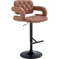 DELUKE Barhocker BURID - Kunstleder Cognac 62x55x103 cm Schwarz | Barstuhl Höhenverstellbar Mit Lehne Drehbar Tresenhocker Tresenstuhl Kneipenhocker