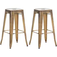DELUKE 2er Set Barhocker DOLAN - Metall Gold 43x43x76 cm | Barstuhl Tresenhocker Tresenstuhl Kneipenhocker Kneipenstuhl