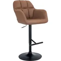 DELUKE Barhocker TUBEL - Kunstleder Hellbraun 57x59x97 cm Schwarz | Barstuhl Höhenverstellbar Mit Lehne Drehbar Tresenhocker Tresenstuhl Kneipenhocker
