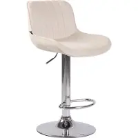 DELUKE Barhocker BEKIM - Samt Creme 50x50x86 cm Silber | Barstuhl Mit Lehne Drehbar Tresenhocker Tresenstuhl Kneipenhocker Kneipenstuhl