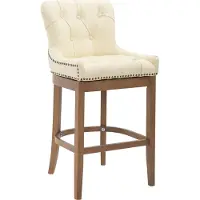 DELUKE Barhocker KAGAD - Echtleder Creme 55x57x109 cm Braun | Barstuhl Mit Lehne Tresenhocker Tresenstuhl Kneipenhocker Kneipenstuhl