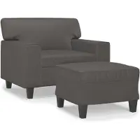 Syfax Sessel mit Hocker Grau 60 cm Kunstleder