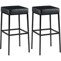 DELUKE 2er Set Barhocker BIDAN - Kunstleder Schwarz 37x37x78 cm | Barstuhl Mit Lehne Tresenhocker Tresenstuhl Kneipenhocker Kneipenstuhl