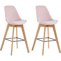 DELUKE 2er Set Barhocker GIKAR - Samt Pink 48x56x112 cm | Barstuhl Mit Lehne Tresenhocker Tresenstuhl Kneipenhocker Kneipenstuhl