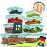 Uandu Glasbehälter mit Deckel, 8- teilig, Meal prep Gläser, Frischhaltedosen Glas mit Deckel, Glasdosen mit Deckel Set, Meal prep Boxen Glas