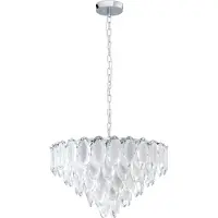 Eglo Hängelampe Carvario, Pendelleuchte Esstisch, Deckenlampe hängend, Kronleuchter aus Stahl in chrom, Glas in klar, satiniert, E14 , Ø 61,5 cm