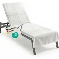 NYVI Frottee Schonbezug für Gartenliege NYVISpa 75x200 cm Weiß - Hygiene Liegestuhlauflage für Sonnenliegen Strandliegen - Handtuch Bezug - 100