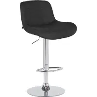 DELUKE Barhocker PONOR - Stoff Schwarz 50x50x85 cm Silber | Barstuhl Höhenverstellbar Mit Lehne Drehbar Tresenhocker Tresenstuhl Kneipenhocker Kneipenstuhl