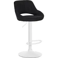 DELUKE Barhocker SEGAD - Stoff Schwarz 46.5x48x85 cm Weiß | Barstuhl Mit Lehne Tresenhocker Tresenstuhl Kneipenhocker Kneipenstuhl