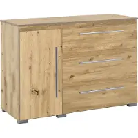 Arthur berndt Moderne Kommode 1 Tür 3 Fächern 3 Schubladen Sideboard Schrank Holz Optik Oak