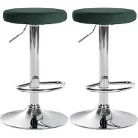 CLP 2er Set Barhocker Ponte Samt höhenverstellbar und drehbar | Farbe grün Material Gestell Metall in Chromoptik