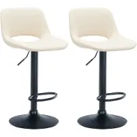DELUKE Barhocker 2er Set JAKSON - Creme, Kunstleder, Schwarz | Barhocker mit Lehne Barstuhl Tresenhocker Tresenstuhl Kneipenhocker Kneipenstuhl