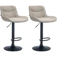 DELUKE Barhocker 2er Set TAMPA - Taupe, Stoff, Schwarz | Barhocker mit Lehne Barstuhl Tresenhocker Tresenstuhl Kneipenhocker Kneipenstuhl