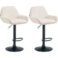 DELUKE Barhocker 2er Set DUBLIN - Creme, Samt, Schwarz | Barhocker mit Lehne Barstuhl Tresenhocker Tresenstuhl Kneipenhocker Kneipenstuhl
