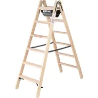 Proregal Stufen-Stehleiter Holz beidseitig begehbar 2x6 Stufen