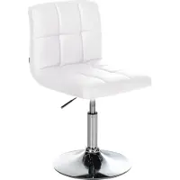 DELUKE Palma Barhocker BANGKO - Kunstleder Weiß 44x49x74 cm | Barstuhl Höhenverstellbar Mit Lehne Drehbar Tresenhocker Tresenstuhl Kneipenhocker Kneipenstuhl