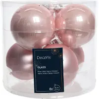 Kaemingk Weihnachtsbaum Glaskugeln Pulver rosa Satz von 6 für Weihnachtsbaum