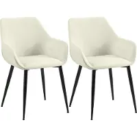 CLP 2er Set Esszimmerstuhl Luena mit Rückenlehne gepolstert bis 150 kg belastbar creme Material Stoff