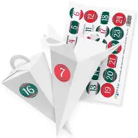 Itenga SET V44 Adventskalender Geschenktüte 14cm, Weiß + Zahlensticker Z54, 2cm