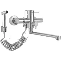 OEM Wandmontierte Küchenmischbatterie, 360° schwenkbarer Auslauf, langlebiger Edelstahl, Silber, G1/2, Silber, G1/2