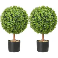 Vevor 2x Buchsbaumkugel Künstlich 559mm Garten Deko Buchsbaum im Blumentopf Kugel künstlich Buchskugel Kunstpflanze aus PE