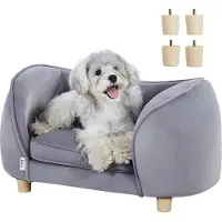 Vevor Haustiersofa, Hundecouch für kleine Hunde und Katzen, weiches samtiges Hundesofabett, 30 kg belastbares Katzensofa, Hundebett, Haustierbett Dunkelgrau