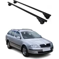 Omac Dachträger Grundtäger für Skoda Octavia mk2 2004-2013 75kg Metall Schwarz 2 tlg