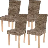 Mendler 4er-Set Esszimmerstuhl Korbstuhl Stuhl Küchenstuhl Littau, Kubu-Rattan