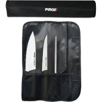 Pirge Ecco Starter Set Profi Messerset mit Tasche 4 Stück - Profi Kochmesser Set - Edelstahl Profi Küchenmesser Set - Messer Set Scharf