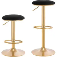 Woltu 2er Set Barhocker Barstuhl mit Fußstütze ergonomischer höhenverstellbar Tresenhocker, Schwarz