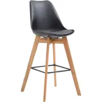 DELUKE Barhocker GIKAR - Kunststoff Schwarz 48x56x112 cm | Barstuhl Mit Lehne Tresenhocker Tresenstuhl Kneipenhocker Kneipenstuhl