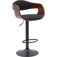 DELUKE Barhocker NADAN - Stoff Walnuss/schwarz 48x50x87 cm | Barstuhl Höhenverstellbar Mit Lehne Drehbar Tresenhocker Tresenstuhl Kneipenhocker Kneipenstuhl