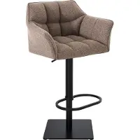 DELUKE Barhocker SIHAR - Stoff Terrabraun 64x45x88 cm Schwarz | Barstuhl Höhenverstellbar Mit Lehne Drehbar Tresenhocker Tresenstuhl Kneipenhocker