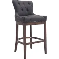 DELUKE Barhocker KAGAD - Stoff Dunkelgrau 55x57x109 cm Dunkelbraun | Barstuhl Mit Lehne Tresenhocker Tresenstuhl Kneipenhocker Kneipenstuhl