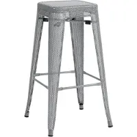DELUKE Barhocker SEOUL - Silber, Metall | Barhocker ohne Lehne Barstuhl Tresenhocker Tresenstuhl Kneipenhocker Kneipenstuhl