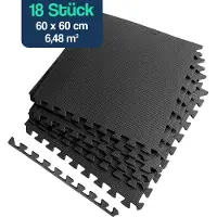 Hulser Fitness Puzzlematte - 60 x 60 x 1,2 cm - 18 Stück - 6,48 m2 - Bodenschutzmatten - Fitnessmatte Unterlegmatten Schutzmatten