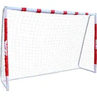 MUWO großes Fußballtor 3x2m – Robuster Stahlrahmen, leicht & stabil, schneller Aufbau, ideal für Garten & Sportplätze inkl. Zubehör rot/weiß | MW-319