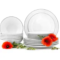Konsimo Tafelservice für 6 Personen (18 El.) "BOSS", Weiß, Porzellan, Elegant, 20,5/18/27cm