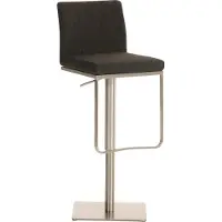 DELUKE Barhocker CARIN - Stoff Dunkelgrau 42x44x86 cm Silber | Barstuhl Höhenverstellbar Mit Lehne Drehbar Tresenhocker Tresenstuhl Kneipenhocker