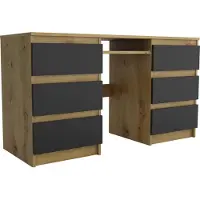 Masseno Schreibtisch ANGULO 130x50x75 cm Bürotisch Computertisch, Eiche Artisan