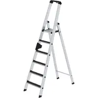 Munk Günzburger Steigtechnik Stufen-Stehleiter einseitig begehbar mit clip-step R13 6 Stufen