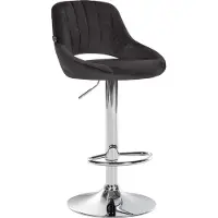 DELUKE Barhocker SEGAD - Samt Schwarz 47x48x85 cm Silber | Barstuhl Mit Lehne Tresenhocker Tresenstuhl Kneipenhocker Kneipenstuhl