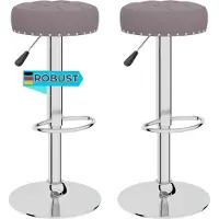 DELUKE Barhocker KENTR höhenverstellbar 2er Set Taupe Stoff | Barstühle drehbar Küchenhocker Thekenhocker für Küche Hausbar